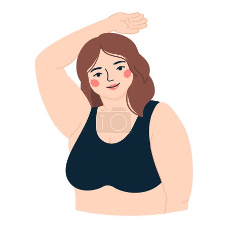 Photo for Vector illustration portrait of a beautiful plump girl. The concept of accepting yourself and your body. Body positivity. - Royalty Free Image