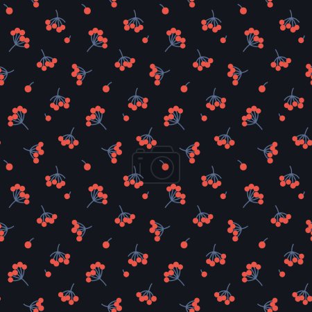 Photo for Vector seamless pattern with red bunches of berries on a dark background - Royalty Free Image