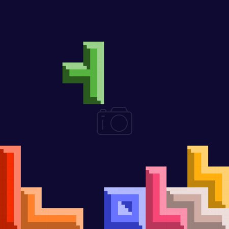 Photo for Vector background illustration with tetris game puzzle elements - Royalty Free Image