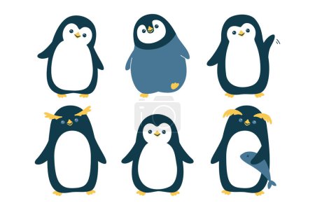 Photo for Vector illustration of a cute penguins. Isolated on white background - Royalty Free Image