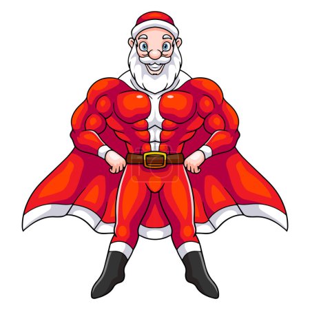 Illustration for Cartoon super hero santa claus isolated on white background - Royalty Free Image