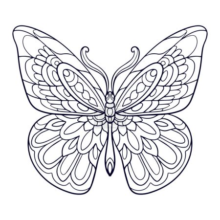 Schöne Schmetterling Mandala Kunst isoliert auf weißem Hintergrund