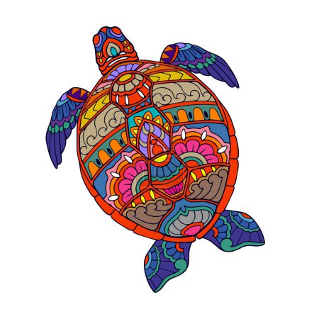 Illustration pour Tortue colorée Mandala arts. isolé sur fond blanc. - image libre de droit