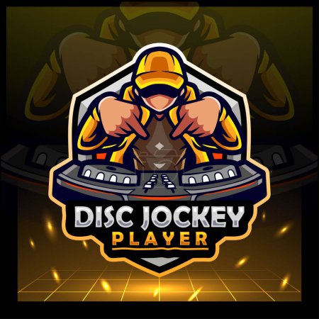 Mascotte de Disc Jockey. e design du logo sportif