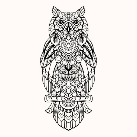 Illustration for Beautiful Owl mandala arts isolated on white background - Royalty Free Image