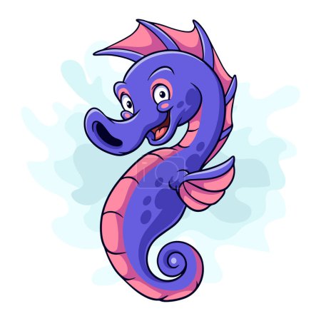 Illustration for Cartoon funny seahorse isolated on white background - Royalty Free Image