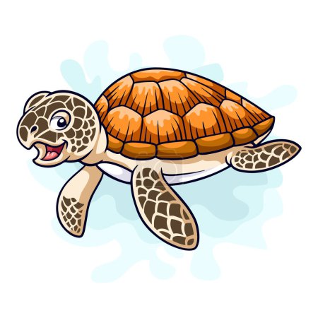 Illustration for Cartoon funny sea turtle isolated on white background - Royalty Free Image