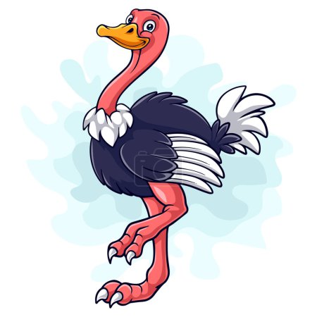 Ilustración de Dibujos animados avestruz divertido aislado sobre fondo blanco - Imagen libre de derechos