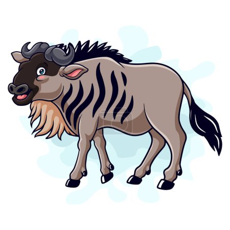 Illustration for Cartoon funny wildebeest isolated on white background - Royalty Free Image
