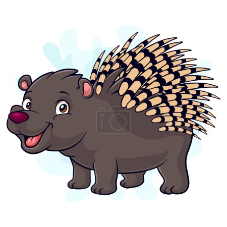 Cartoon funny porcupine cartoon isolated on white background