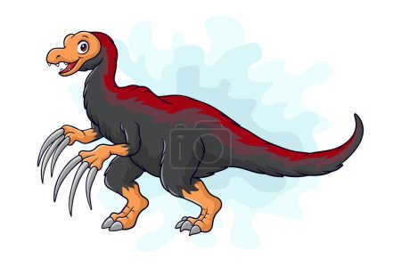 Illustration for Cartoon dinosaur therizinosaurus on white background - Royalty Free Image