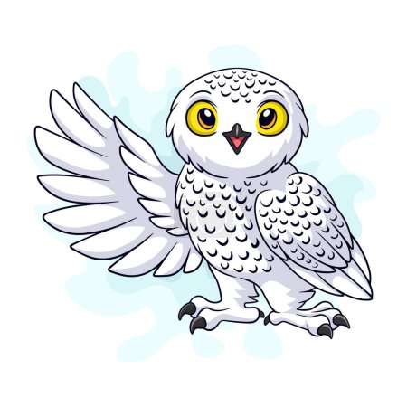 Cartoon arctic owl on white background