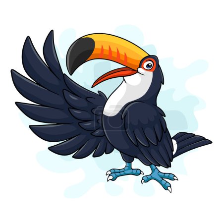 Téléchargez les illustrations : Cartoon toucan bird on white background - en licence libre de droit