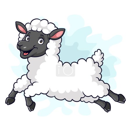 Ilustración de Dibujos animados ovejas saltando aislado sobre fondo blanco - Imagen libre de derechos