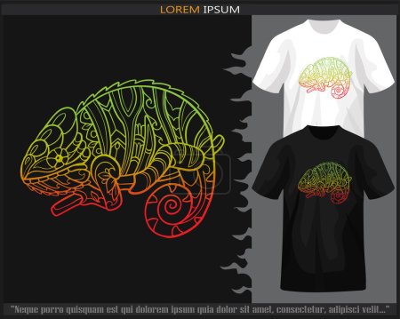 Illustration for Gradient Colorful Chameleon mandala arts isolated on black and white t shirt. - Royalty Free Image