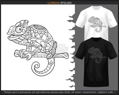 Illustration for Chameleon mandala arts isolated on black and white t shirt. - Royalty Free Image