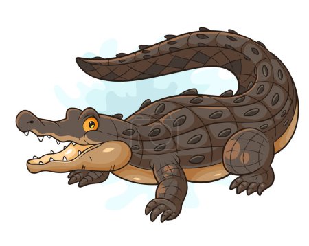 Téléchargez les illustrations : Crocodile de bande dessinée isolé sur fond blanc - en licence libre de droit