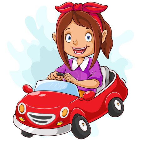 Ilustración de Chica joven conduciendo un coche - Imagen libre de derechos