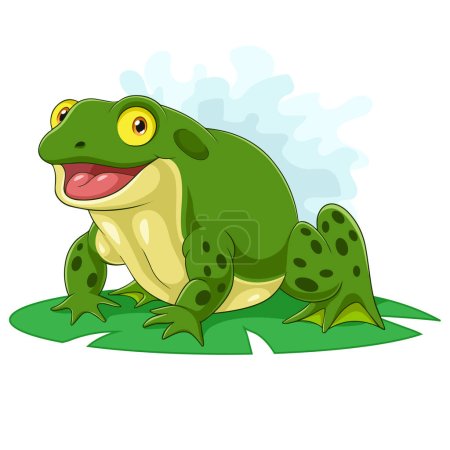 Illustration for Cartoon bullfrog sitting on a leaf - Royalty Free Image