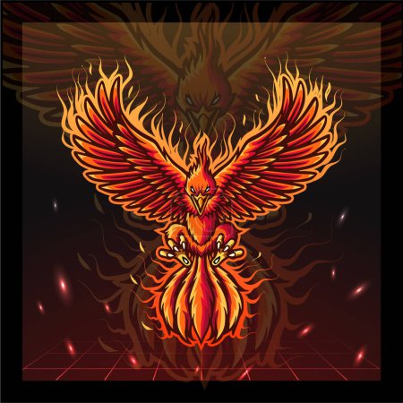 Illustration for Phoenix bird mascot esport logo design - Royalty Free Image