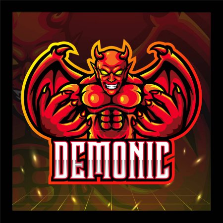 Illustration for Red devil mascot esport logo design - Royalty Free Image