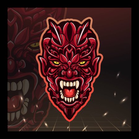 Illustration for Red devil head mascot esport logo design - Royalty Free Image