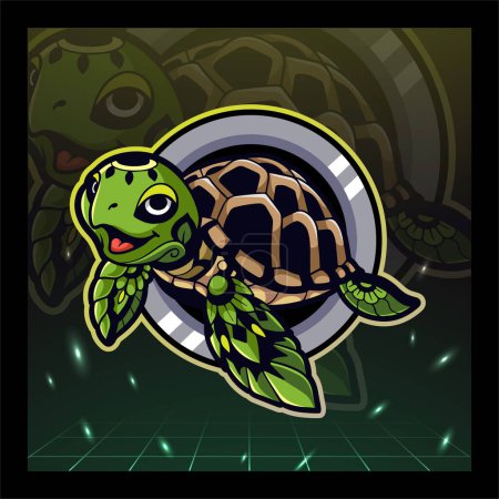 Ilustración de Diseño del logo esport de la mascota de la tortuga marina - Imagen libre de derechos