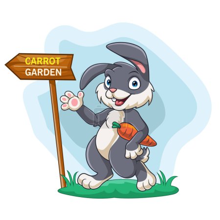 Illustration for Cartoon happy rabbit holding a carrot - Royalty Free Image