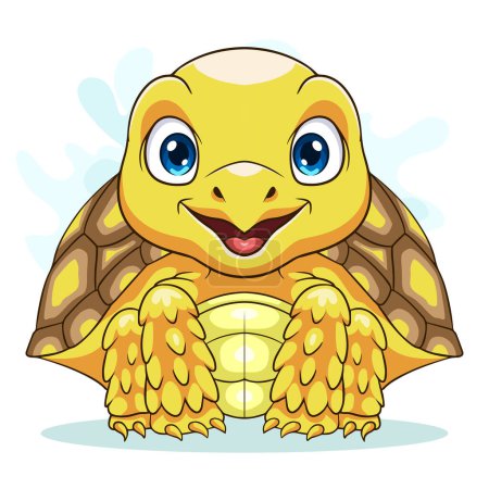 Téléchargez les illustrations : Caricature mignonne tortue sulcata sur fond blanc - en licence libre de droit