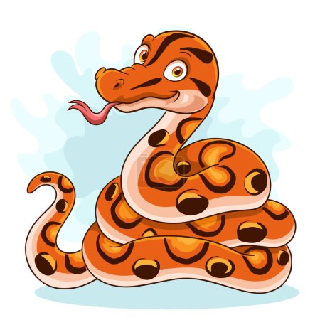 Téléchargez les illustrations : Dessin animé Serpent arc-en-ciel sur fond blanc - en licence libre de droit