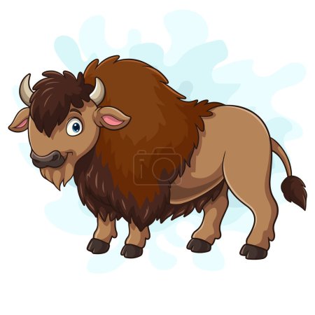 Cartoon bison on white background