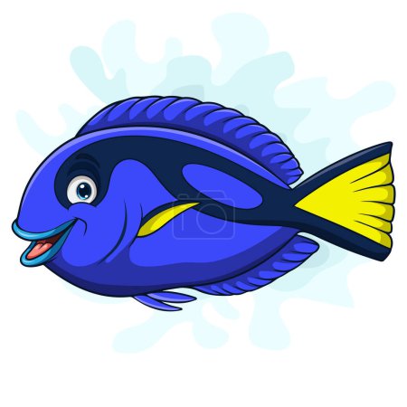 Ilustración de Dibujos animados peces espiga azul sobre fondo blanco - Imagen libre de derechos