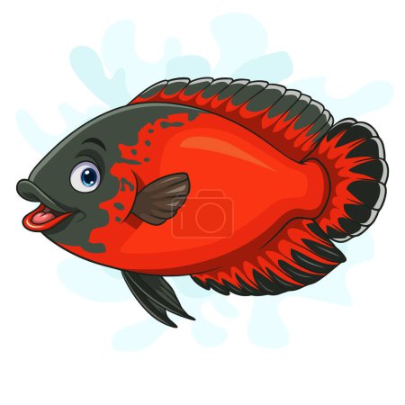 Illustration for Cartoon Red Oscar paris fish on white background - Royalty Free Image