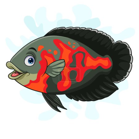Illustration for Cartoon Oscar tiger fish on white background - Royalty Free Image