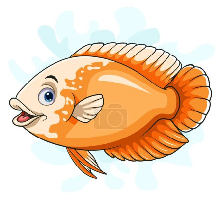 Illustration for Cartoon albino Oscar paris fish on white background - Royalty Free Image