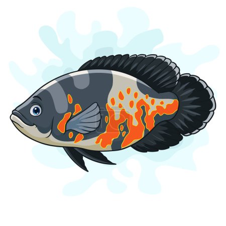 Illustration for Cartoon Blue Oscar tiger fish on white background - Royalty Free Image