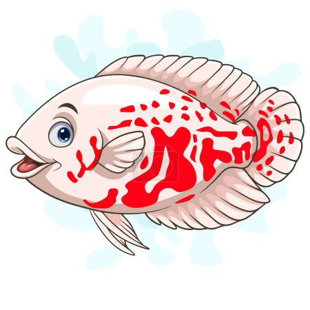 Illustration for Cartoon white Oscar fish on white background - Royalty Free Image