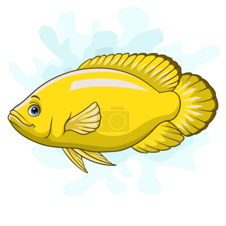 Illustration for Cartoon Yellow Oscar tiger fish on white background - Royalty Free Image