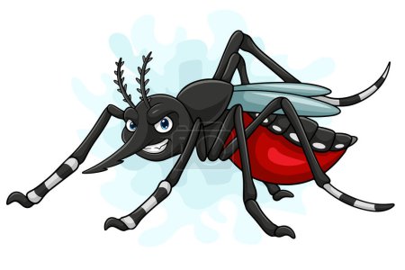 Cartoon mosquito on white background
