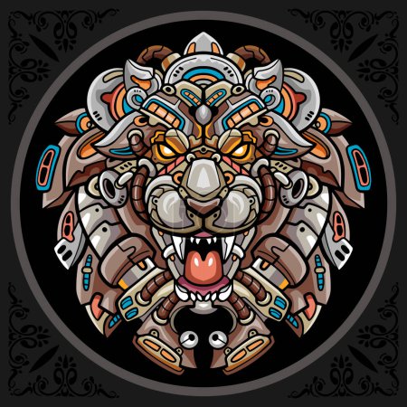 Ilustración de Cabeza de león mascota robot. diseño del logo de esport - Imagen libre de derechos