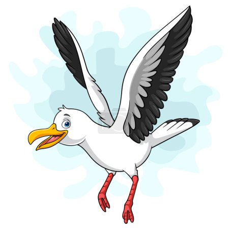 Ilustración de Dibujos animados lindo sonriente gaviota volando - Imagen libre de derechos