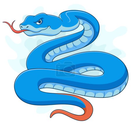 Dibujos animados serpiente azul sobre fondo blanco