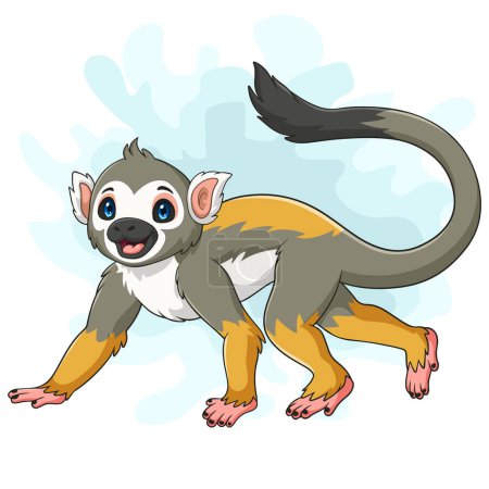 Cartoon squirrel monkey on white background