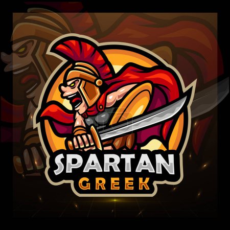 Illustration for Spartan greek mascot. esport logo design - Royalty Free Image