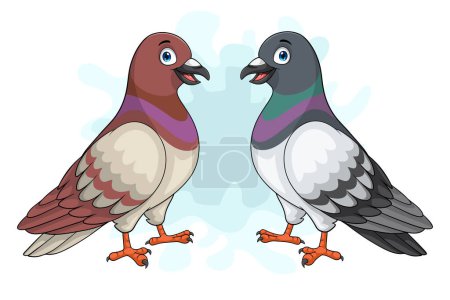 Téléchargez les illustrations : Pigeon drôle de dessin animé. Isolé sur fond blanc - en licence libre de droit