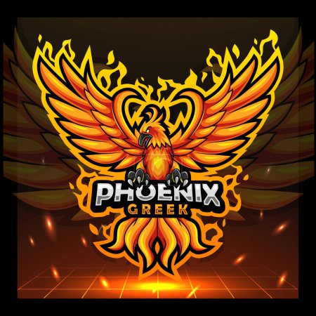 Illustration for Phoenix bird mascot. esport logo design - Royalty Free Image