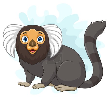 Cartoon pygmy marmoset on white background