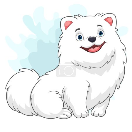 Cartoon white pomeranian dog on white background
