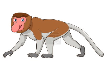 Cartoon Proboscis monkey on white background