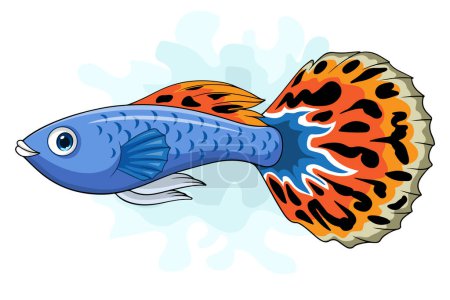 Cartoon guppy fish on white background